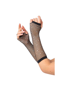 Wicked Costumes Lange net handschoenen met diamanten Mirte zwart