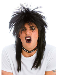Wicked Costumes Rocker pruik zwart 80-jaren
