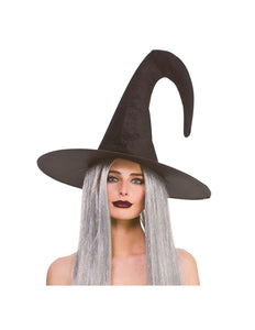 Wicked Costumes Zwarte heksenhoed met krul