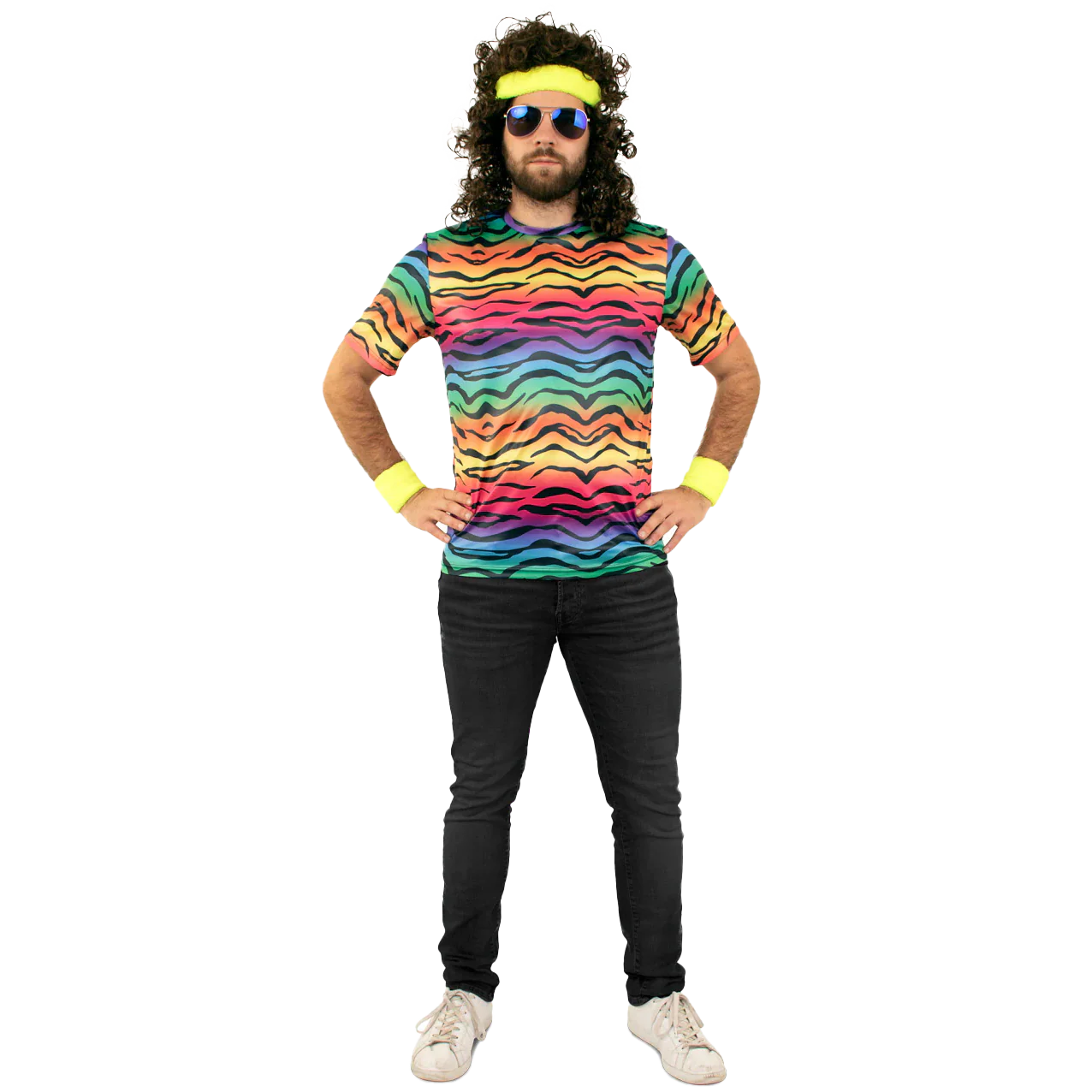 Foute party kleding met felle prints en accessoires