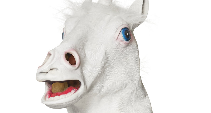 Latex hoofdmasker Eenhoorn Snowy met haar