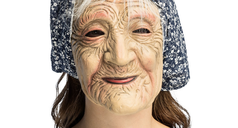 Latex hoofdmasker Oude vrouw met kap