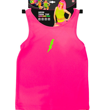 Neon roze tanktop compleet, foute party fluo top dames