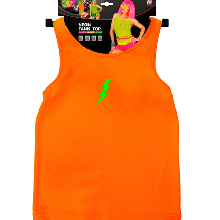 Neon oranje tanktop compleet, foute party fluo top dames