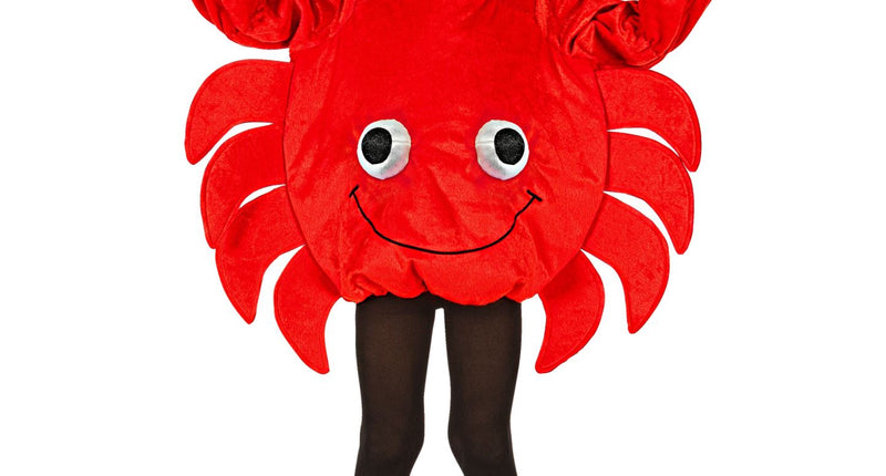 Krab pak voor kinderen, schattig zeedier kreeft verkleedkostuum vooraanzicht