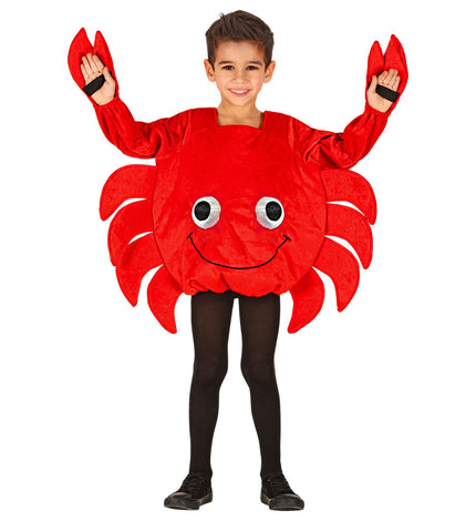 Krab pak voor kinderen, schattig zeedier kreeft verkleedkostuum vooraanzicht
