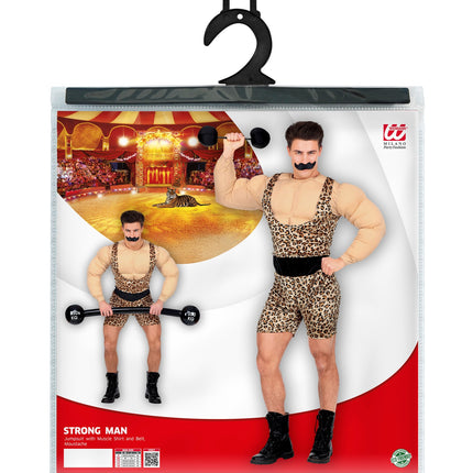 Sterke man kostuum compleet met spierbundel, gewichtheffer bodybuilder outfit