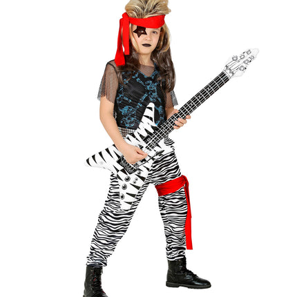 Rockster kostuum kind detail met bandana en beenband, punk rock outfit