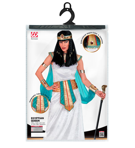 Egyptische koningin Nefertiti achterkant - Cleopatra kostuum dames met cape