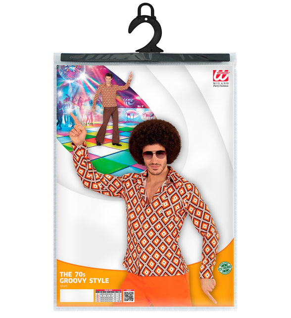 Jaren 70 disco hemd Groovy compleet geruit, retro seventies overhemd heren