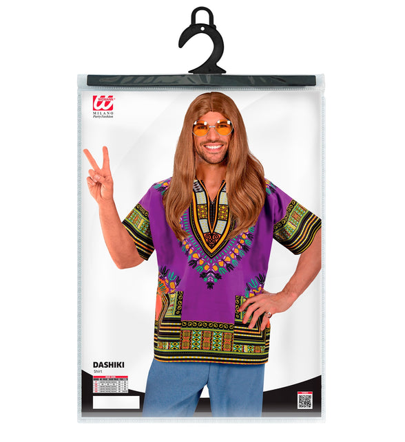 Dashiki Jimmy paars achterkant - Afrikaans verkleedhemd unisex