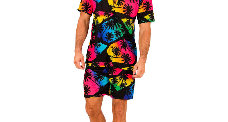 Zomer party set Palmtrees heren - Hawaii blouse en short met palmbomenprint