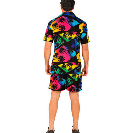 Zomer party set Palmtrees close-up - aloha hemd en short palmbomenmotief