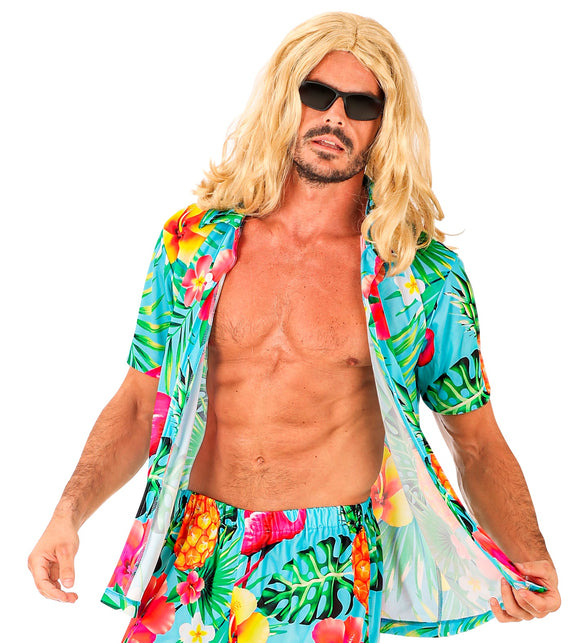 Flamingo Hawaii shirt heren gedragen - tropische zomerblouse aloha
