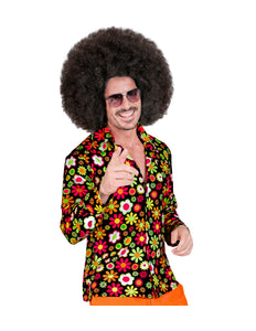 Jaren 70 shirt flowers heren - kleurrijk hippie discoshirt met bloemenprint