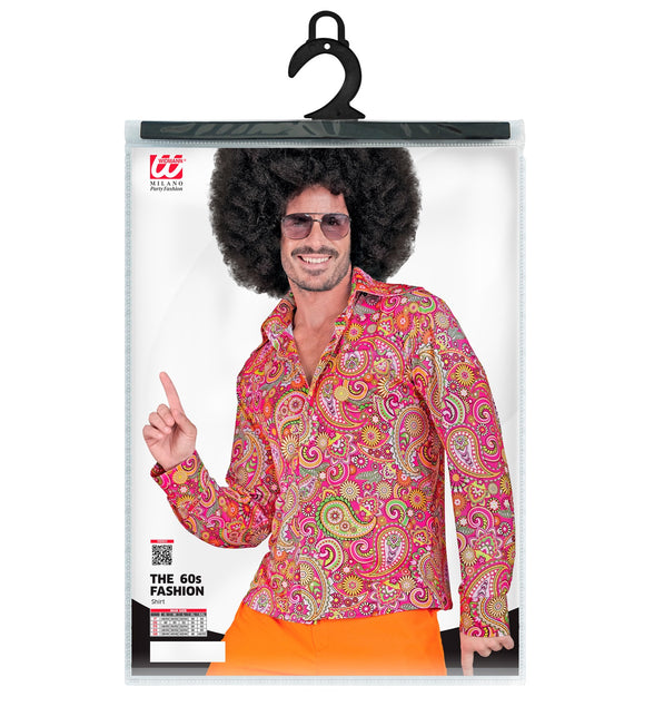 Jaren 70 paisley shirt heren achterkant - kleurrijk hippie discoshirt retro