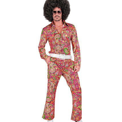 Paisley broek heren detail - jaren 70 flower power discobroek retro