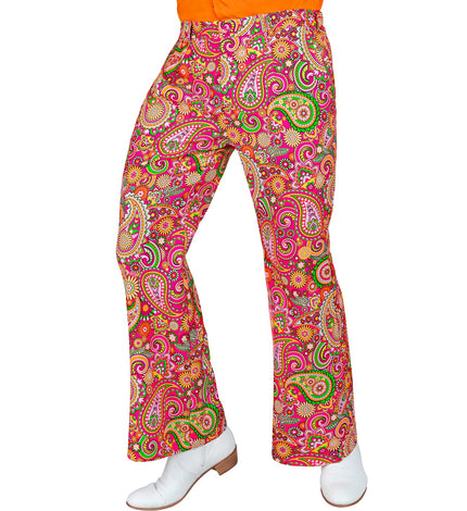 Jaren 70 broek paisley heren - kleurrijke hippie discobroek met paisleyprint
