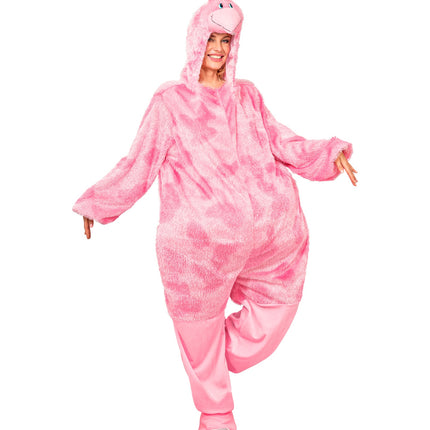 Grappig flamingo jumpsuit voor volwassenen detailopname – kostuums