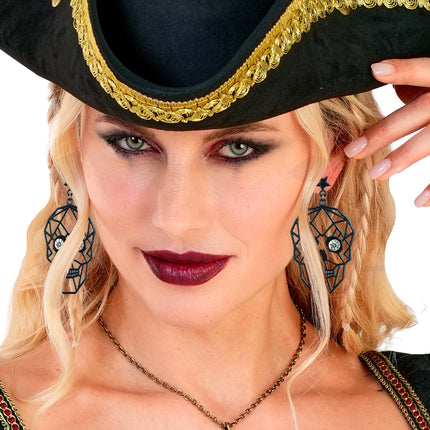 Schedel oorbellen ogen strass voor dames close-up – sieraden