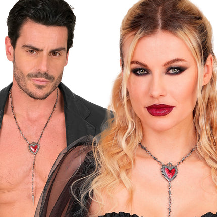 Ketting hart prikkeldraad voor dames detailopname – sieraden