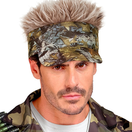 Zonneklep met pluche haar camouflage detailopname – hoeden