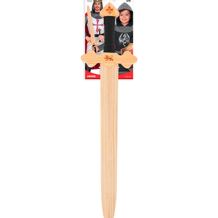 Ridder zwaard houten voor jongens (art. 12048) zijaanzicht – accessoires