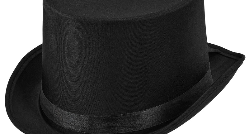 Hoge hoed zwart satijn vooraanzicht – verkleedkleding