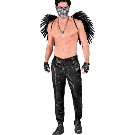 Pailletten discobroek zwart heren detail - glitter broek foute party