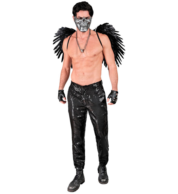 Pailletten discobroek zwart heren detail - glitter broek foute party