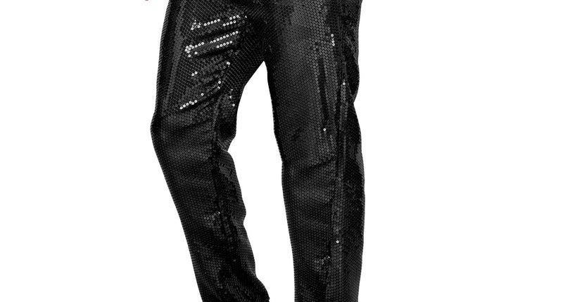Paillettenbroek Frank heren zwart - zwarte glitterbroek met pailletten voor disco
