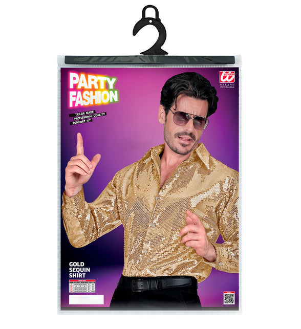 Paillettenshirt Ard goud achterkant - gouden glitter discoshirt heren disco