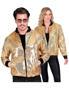 Bomberjack goud pailletten - gouden glitter bomberjas unisex disco