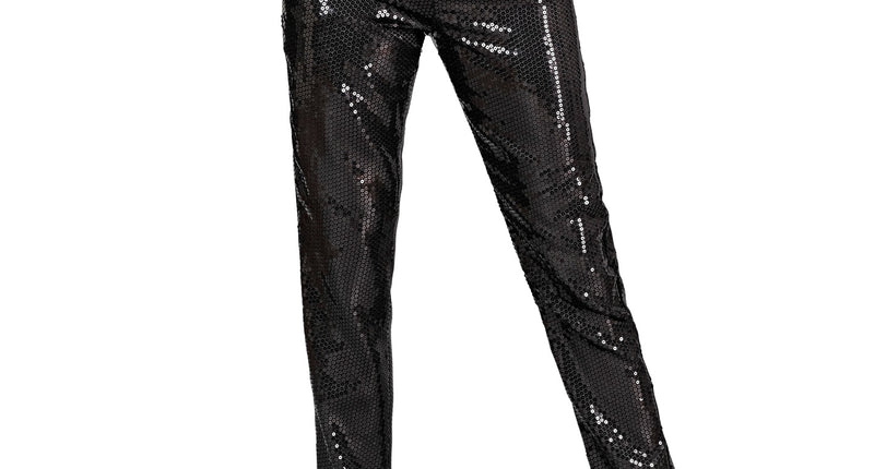 Paillettenbroek dames Tina zwart - zwarte glitterbroek met pailletten voor disco