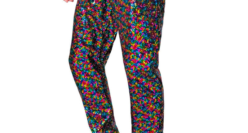 Paillettenbroek heren meerkleurig - kleurrijke glitterbroek met pailletten disco