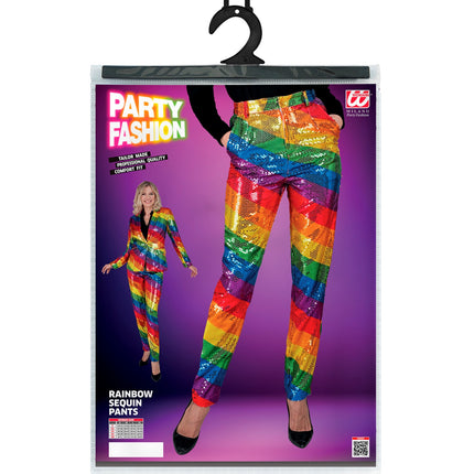 Paillettenbroek Mara regenboog achterkant - regenboog glitterbroek pride