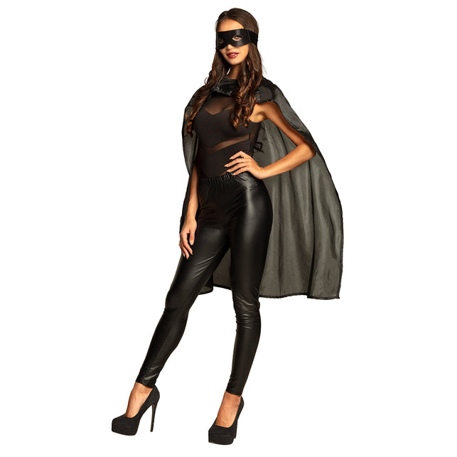 Super held cape en masker set zwart — foto 3