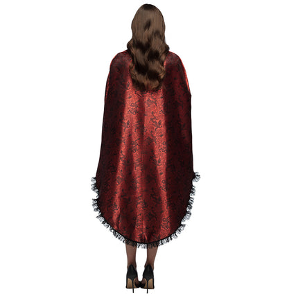 Cape Blood lady achterzijde met rond afgeronde zoom en zwart kant langs de hele rand