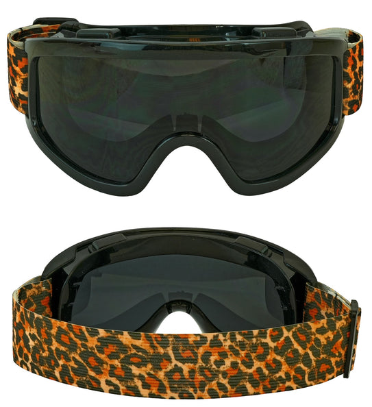 Ski-bril 80's zwart luipaardprint Jesse