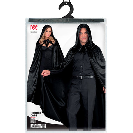 Zwart fluwelen cape met kap 140cm Olivia — foto 5
