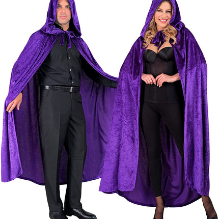 Paars fluwelen cape met kap 140cm Luuk — foto 4