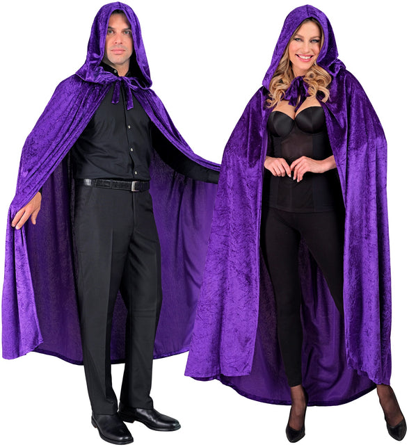 Paars fluwelen cape met kap 140cm Luuk — foto 4