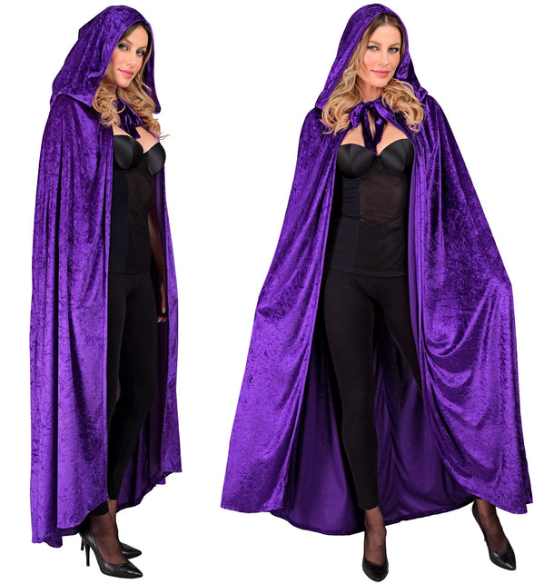 Paars fluwelen cape met kap 140cm Luuk — foto 5