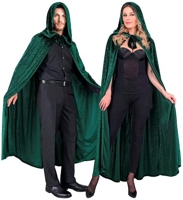 Groen fluwelen cape met kap 140 cm Finn — foto 3