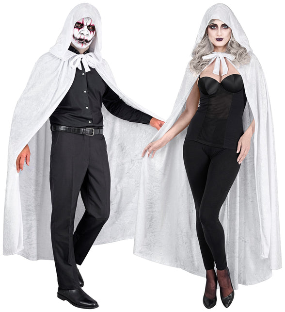 Wit fluwelen cape met kap 140cm Bente — foto 3