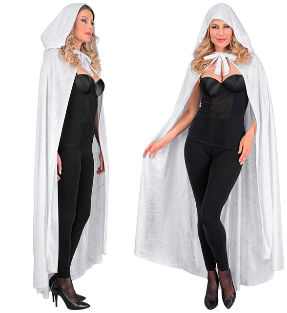 Wit fluwelen cape met kap 140cm Bente — foto 5