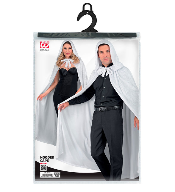 Wit fluwelen cape met kap 140cm Bente — foto 6