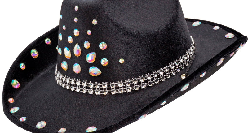 Cowboyhoed zwart met diamanten Sem