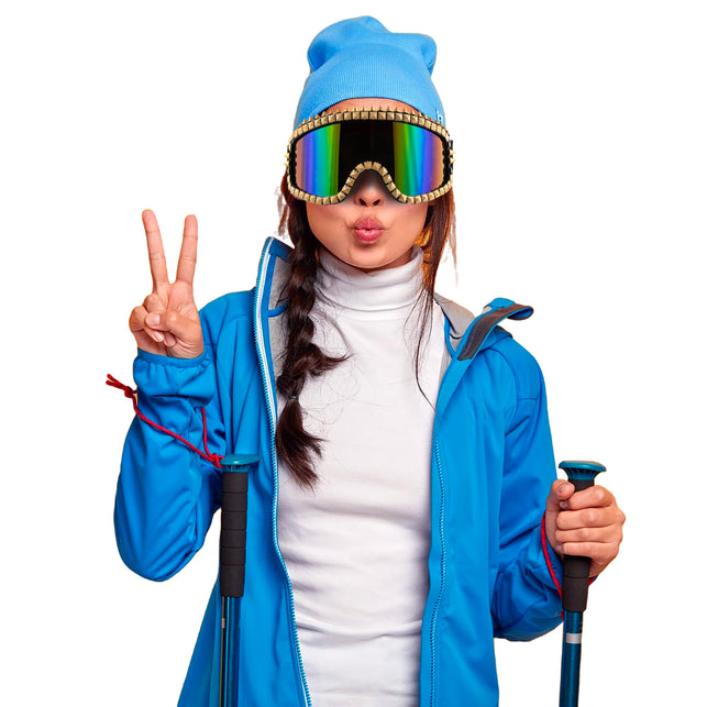 Ski bril met strass steentjes goud