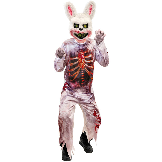 Zombie konijn jumpsuit jongens met horrormasker
